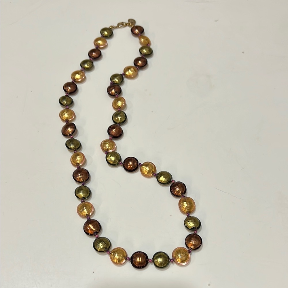 Murano Gold and Brown Beaded Necklace